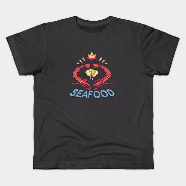 king of seafood Kids T-Shirt by Linoir